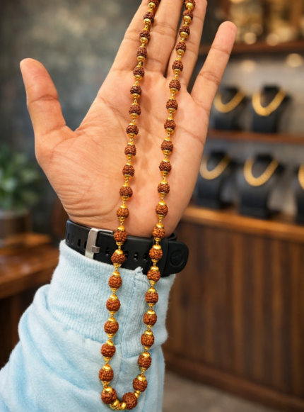 Premium Rudraksha Gold Tone Bead Mala