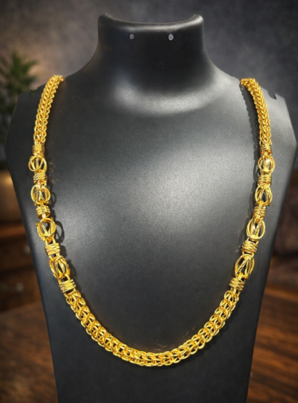 Royal Pattern Gold Tone Long Chain