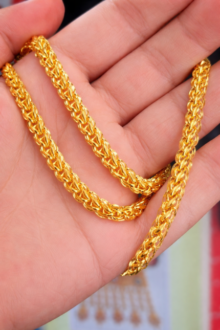Premium Anti-Tarnish Gold Polish Interlock Link Chain for Men